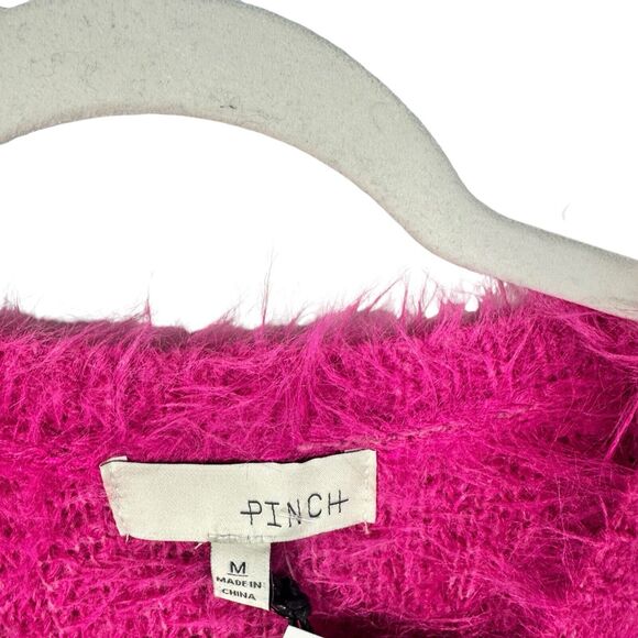 Pinch Pink Eyelash Crop Sweater Preppy Casual Stretch NWT Womens Size Medium - Picture 2 of 5